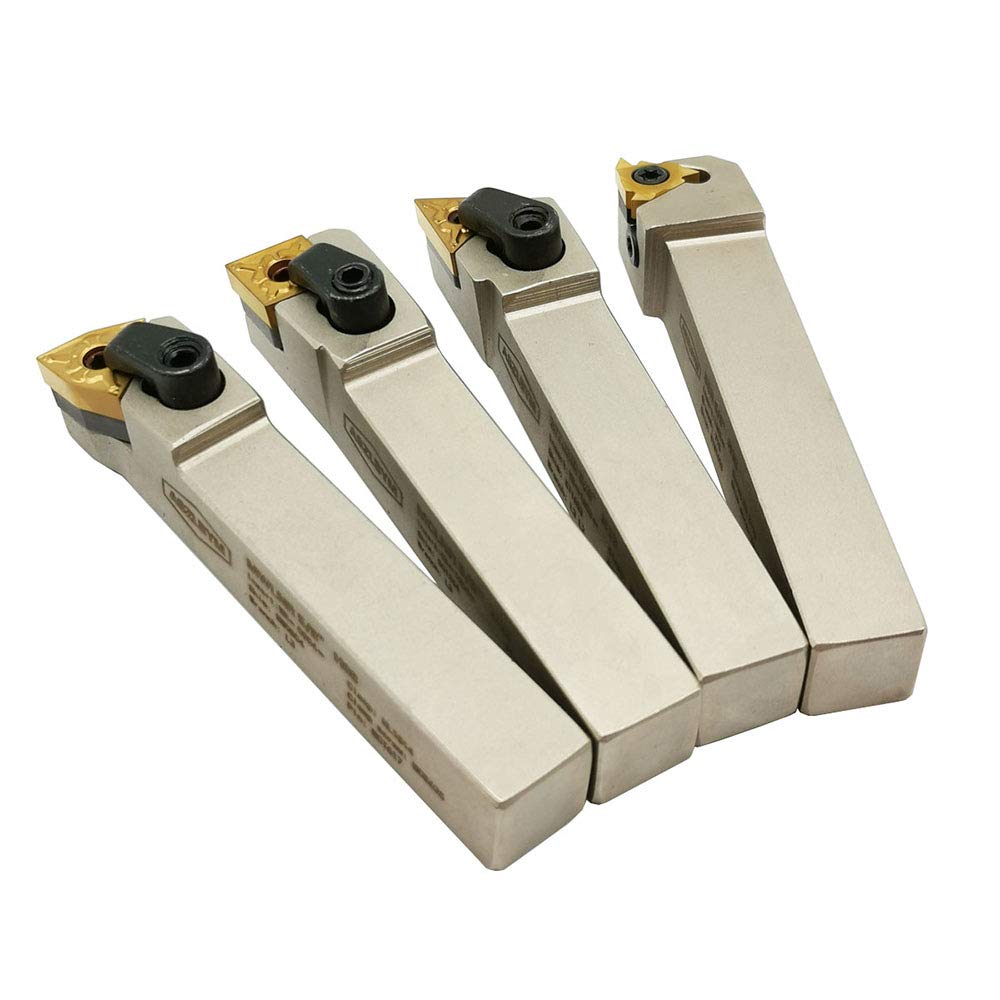 5/8'' inch CNC Lathe Indexable Turning Tool Holder with Nickel Plated, Tin Coated Carbide Turning Inserts G7437