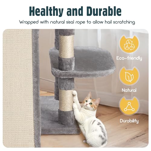 Beige Multi-Level Cat Tree with Sisal Scratching Posts M260031