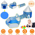 3 in 1 Foldable Kids Play Tent with Storage Bag, Blue X555