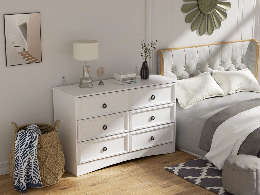 Gray 6 Drawer Wood Dresser T906