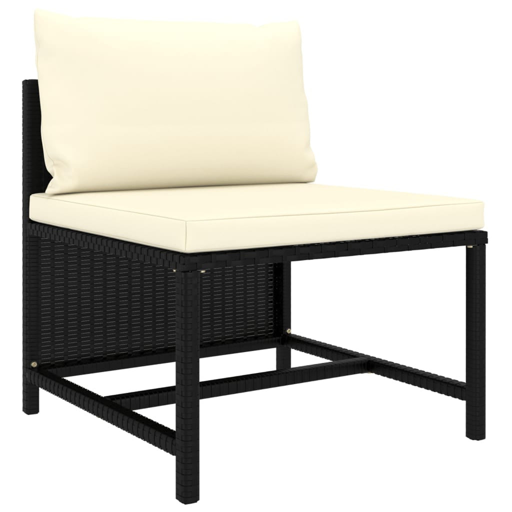 6 Piece Poly Rattan Garden Set with Cushions Black K432597