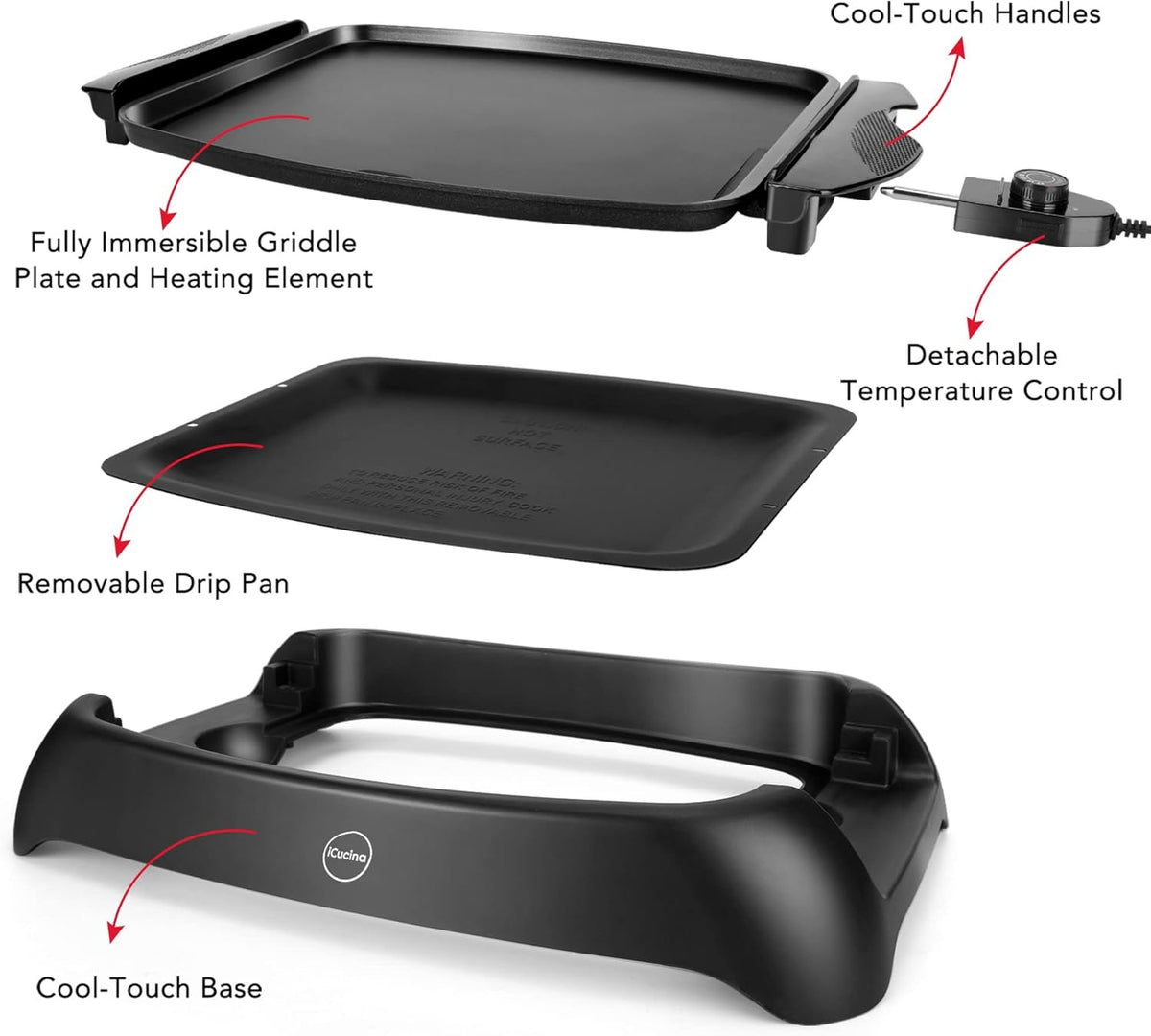1000 Watt Non-Stick Electric Griddle W11713