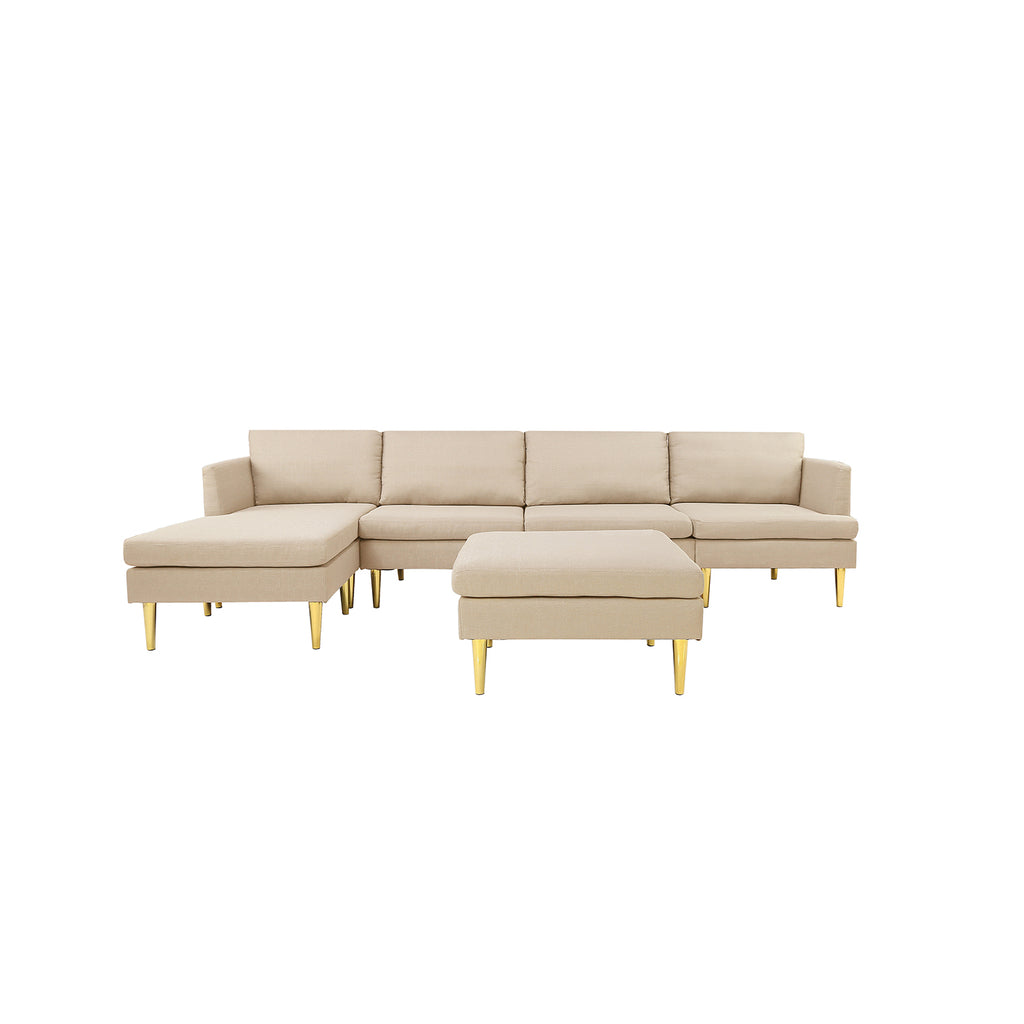 Modern Convertible Polyester Sectional Sofa with Ottoman C30458