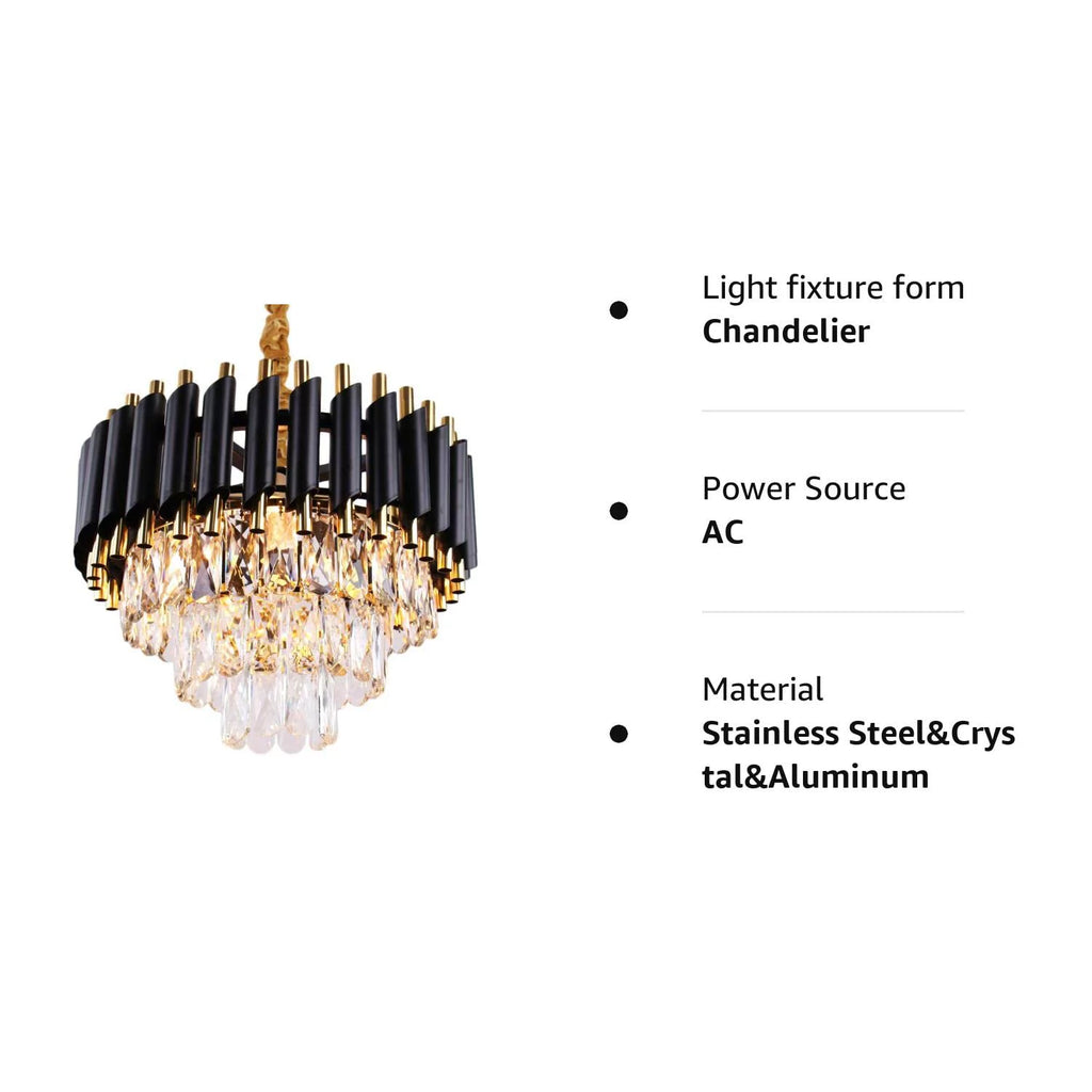 Black 3-Tier Crystal Chandelier L7488