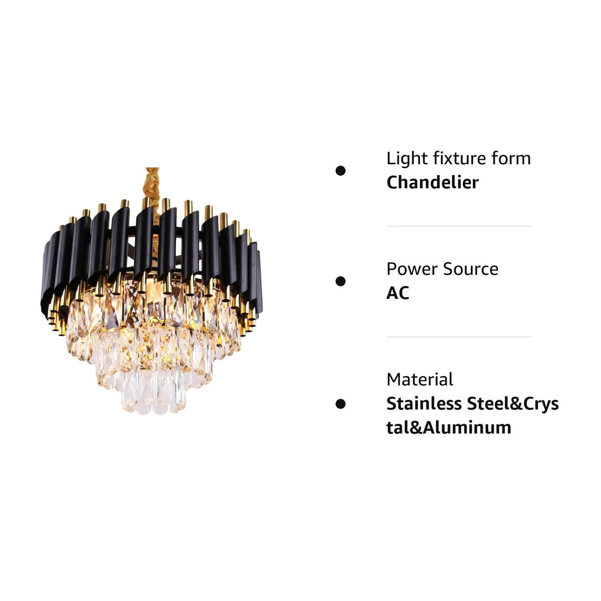 Black 3-Tier Crystal Chandelier L7488