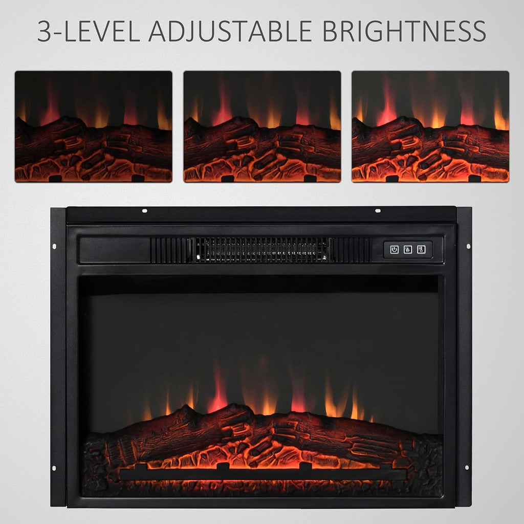 23 Electric Fireplace Insert with Adjustable Brightness, 1400W, Black L312