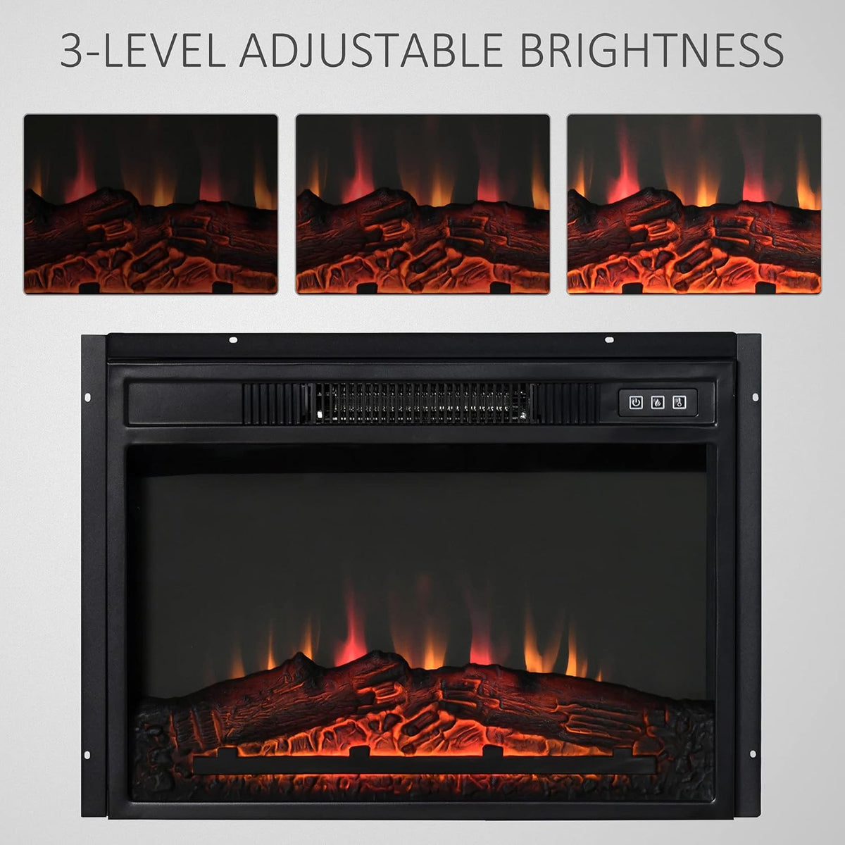 23 Electric Fireplace Insert with Adjustable Brightness, 1400W, Black L312