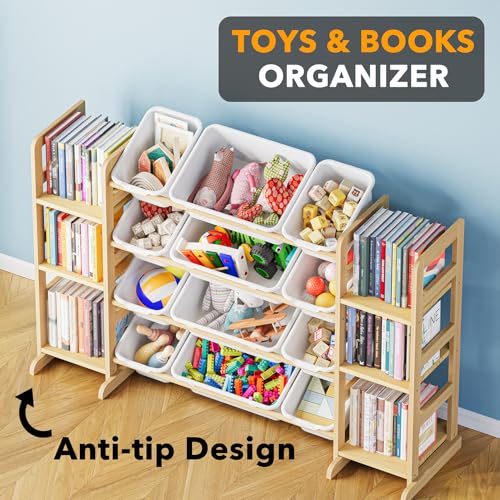 White Toy Storage Organizer with 6 Shelves and 12 Bins A927