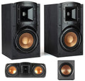 Black Bookshelf Speakers with Center Channel Speaker and Subwoofer Speaker S383