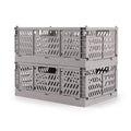 Collapsible Plastic Storage Crates, 6L, Gray, 2 Pack O937849