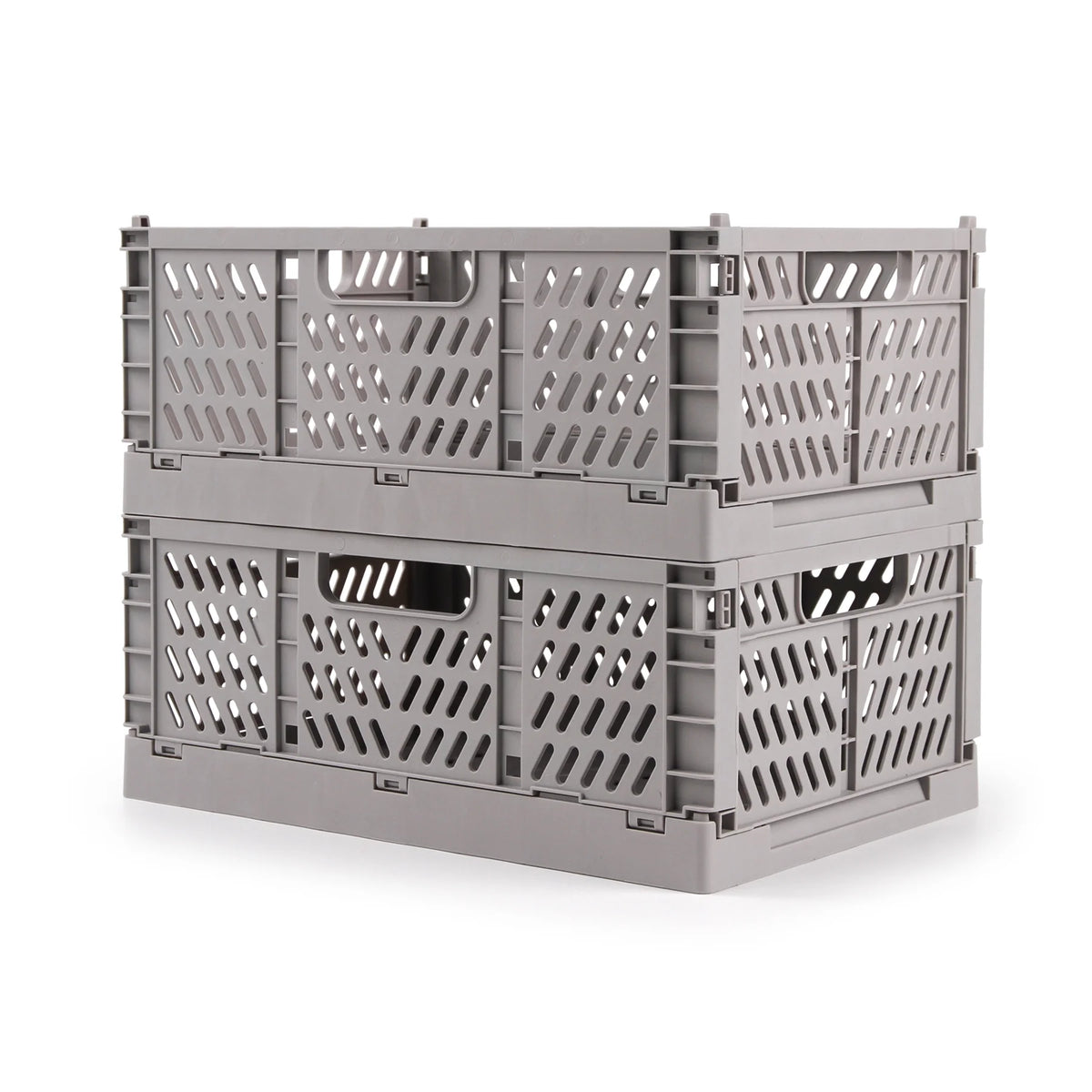 Collapsible Plastic Storage Crates, 6L, Gray, 2 Pack O937849