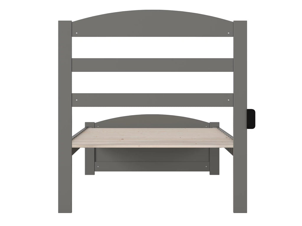 14" Twin XL Grey Wood Platform Bed Frame with Headboard and Footboard F69676