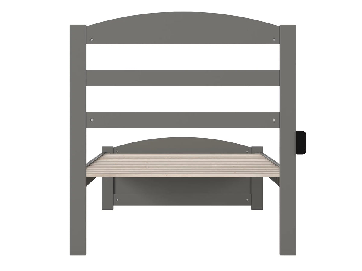 14" Twin XL Grey Wood Platform Bed Frame with Headboard and Footboard F69676