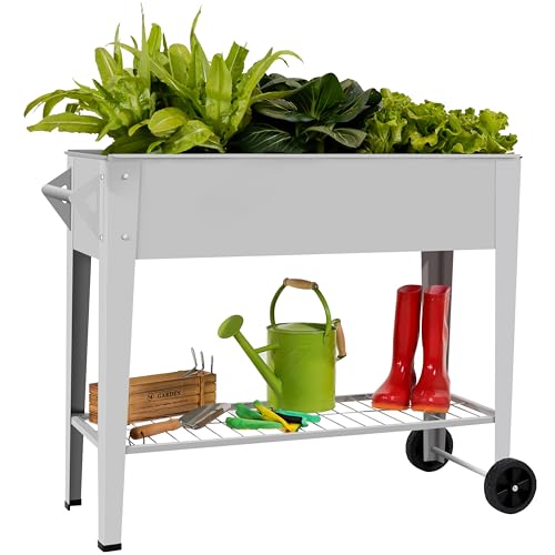 32" Raised Garden Bed with Wheels & Shelf T607