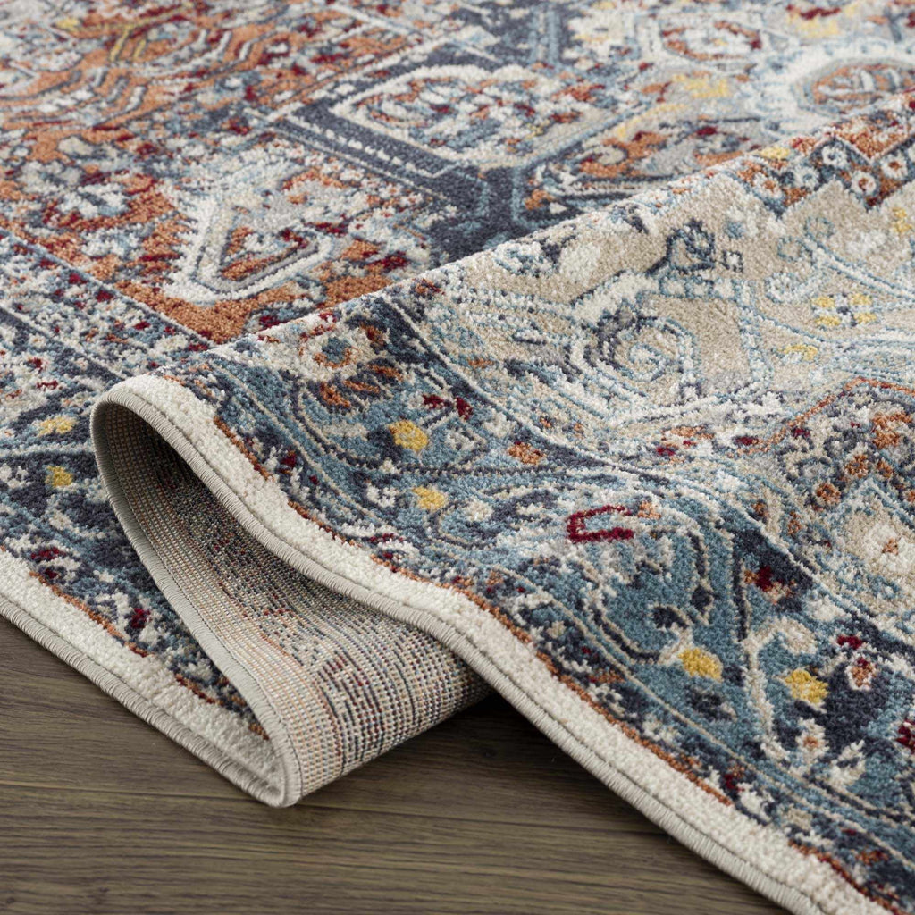 Blue Terra Cotta Cream Persian Area Rug X24492