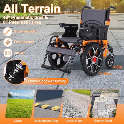 Foldable Electric Wheelchair with Dual Motor, Supports up to 330 lbs J899