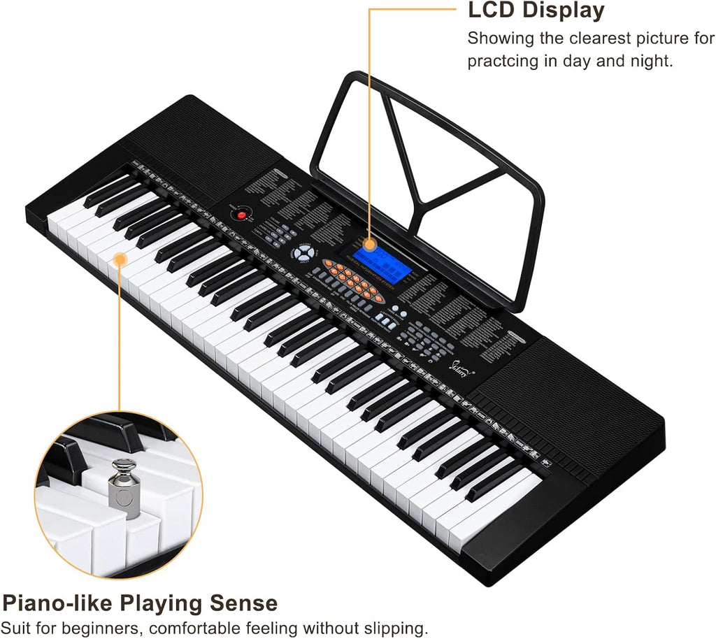 61-Key Portable Electronic Keyboard Piano with LCD Screen L4520