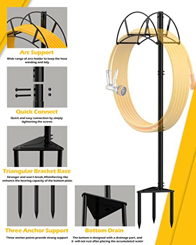 Black Metal Garden Hose Holder Stake E2669