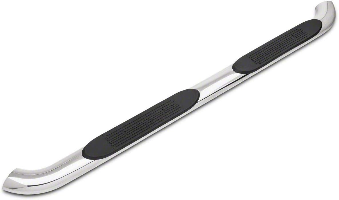 4-Inch Oval Bent End Side Step Bars; Rocker Mount; Stainless Steel O51156