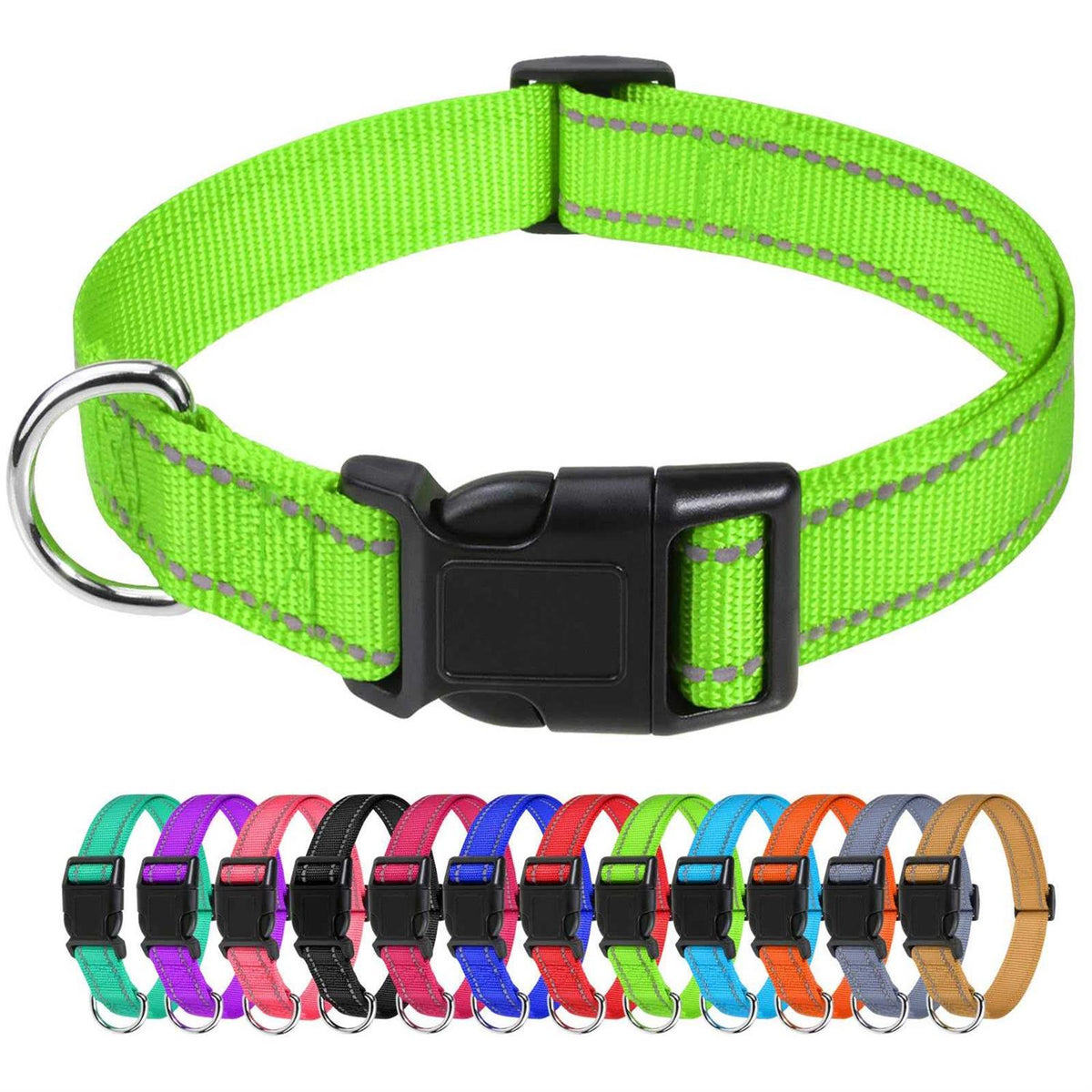 Reflective Nylon Adjustable Dog Collar with Quick Release Buckle P665
