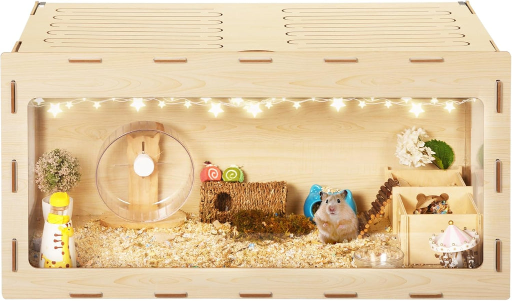 40" Large Wooden Hamster Cage with Acrylic Sheets L9925