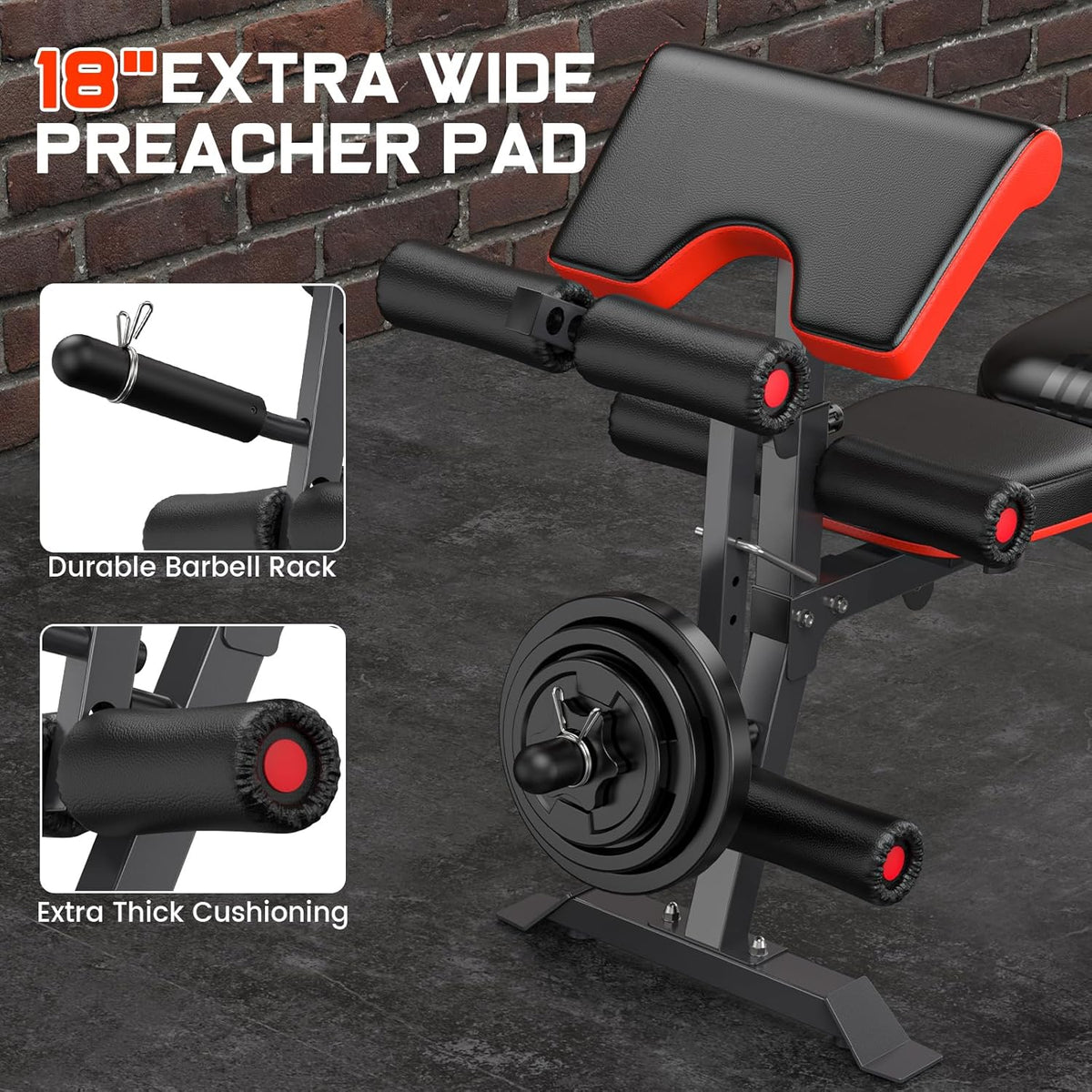 800lbs Load Adjustable Weight Bench with Leg Extension and Preacher Pad Q592175