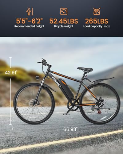26'' Peak 500W Brushless Motor Ebike, 20MPH 40Miles 360Wh Removable Battery 7-Speed Electric Mountain Bike G339