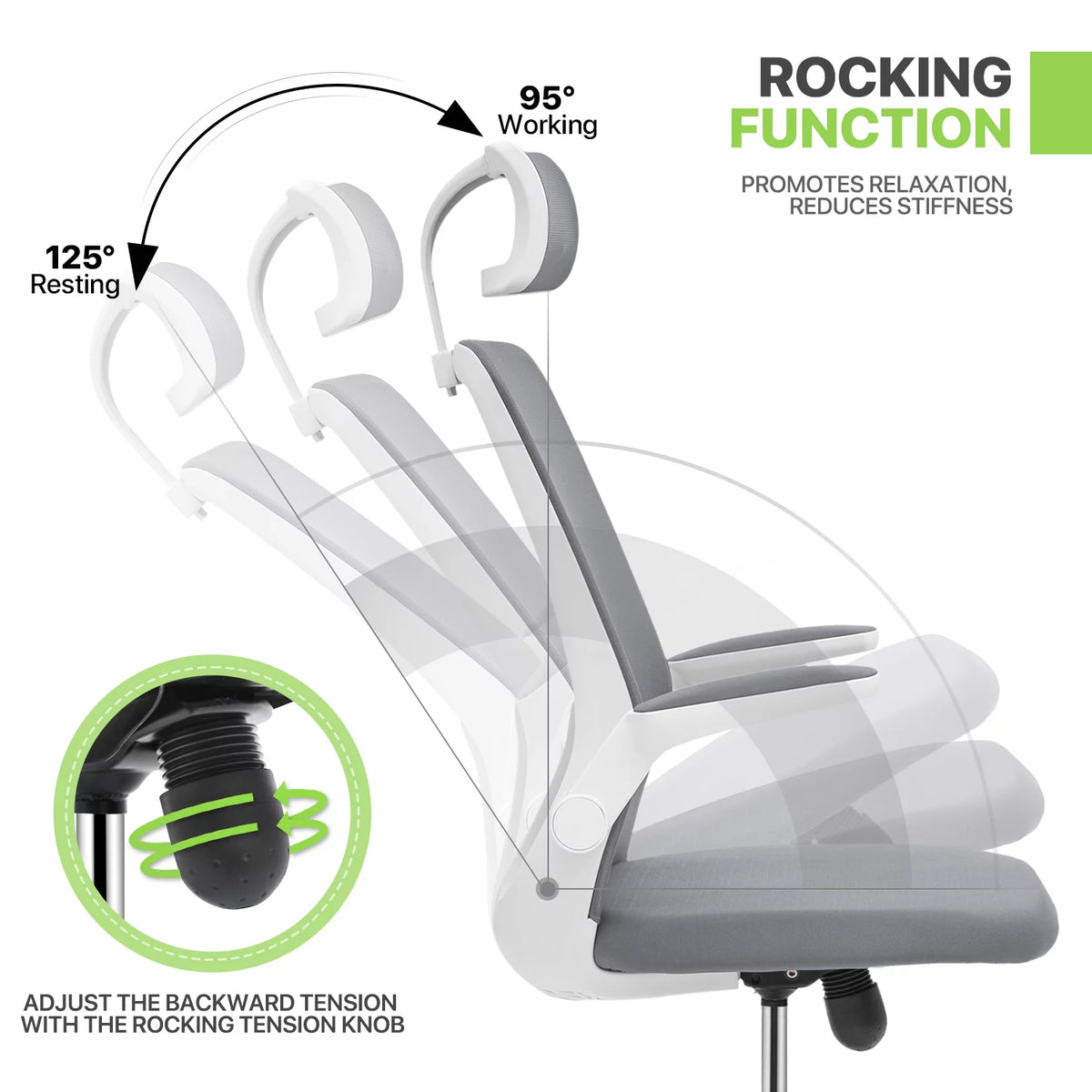 Grey Ergonomic High Back Office Chair with Armrest G12537