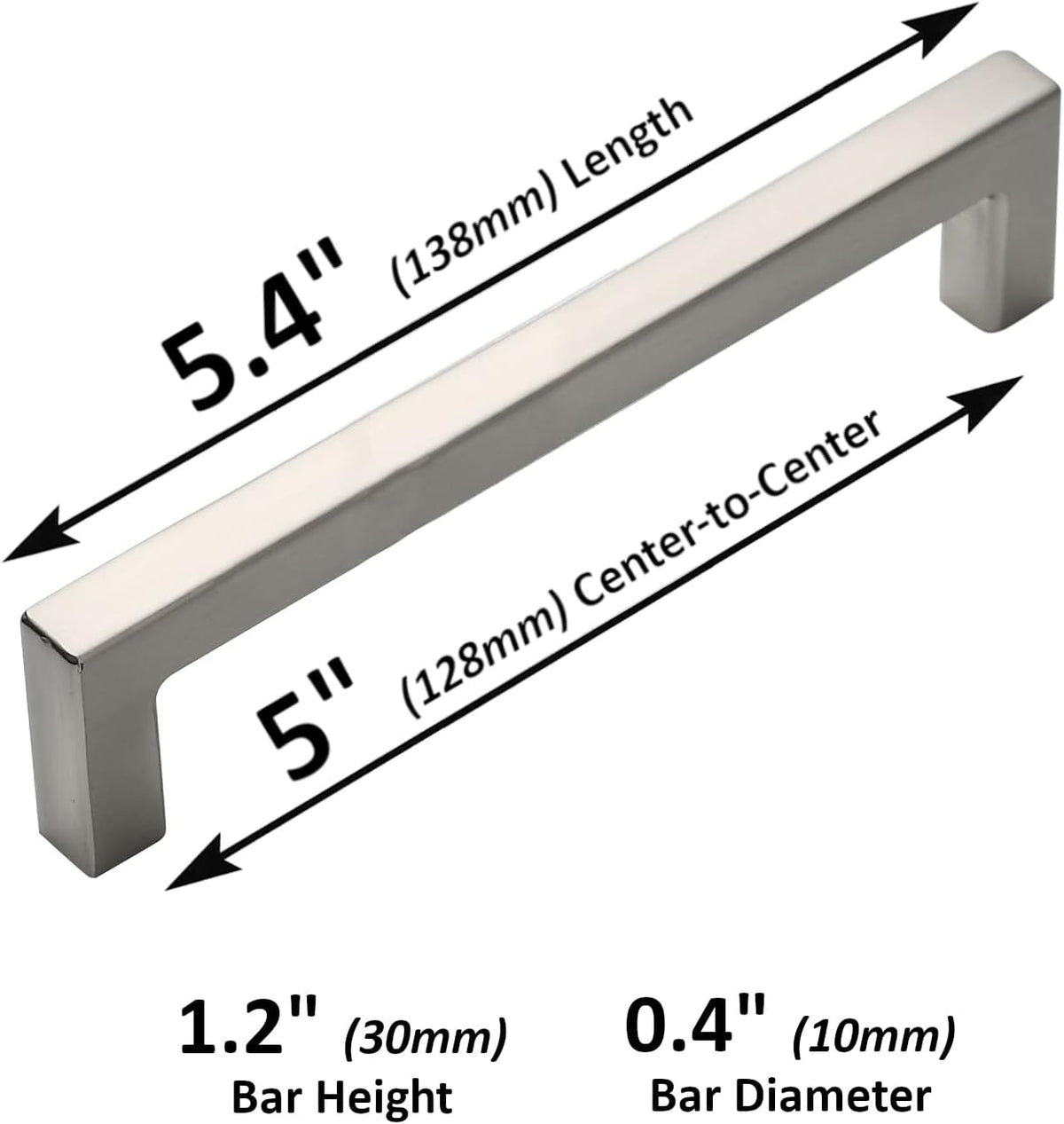 25-Pack Square Bar Pulls Cabinet Handle 5 Brushed Nickel A22694