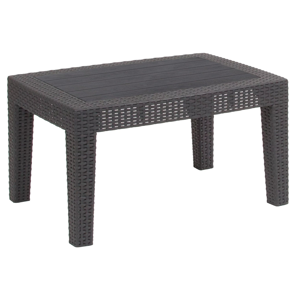 Dark Gray Faux Rattan Coffee Table L944335