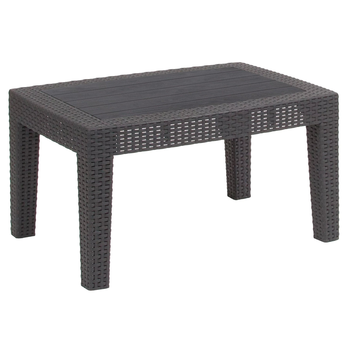 Dark Gray Faux Rattan Coffee Table L944335
