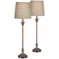 Set of 2 Weathered Brown Linen Fabric Table Lamps I293