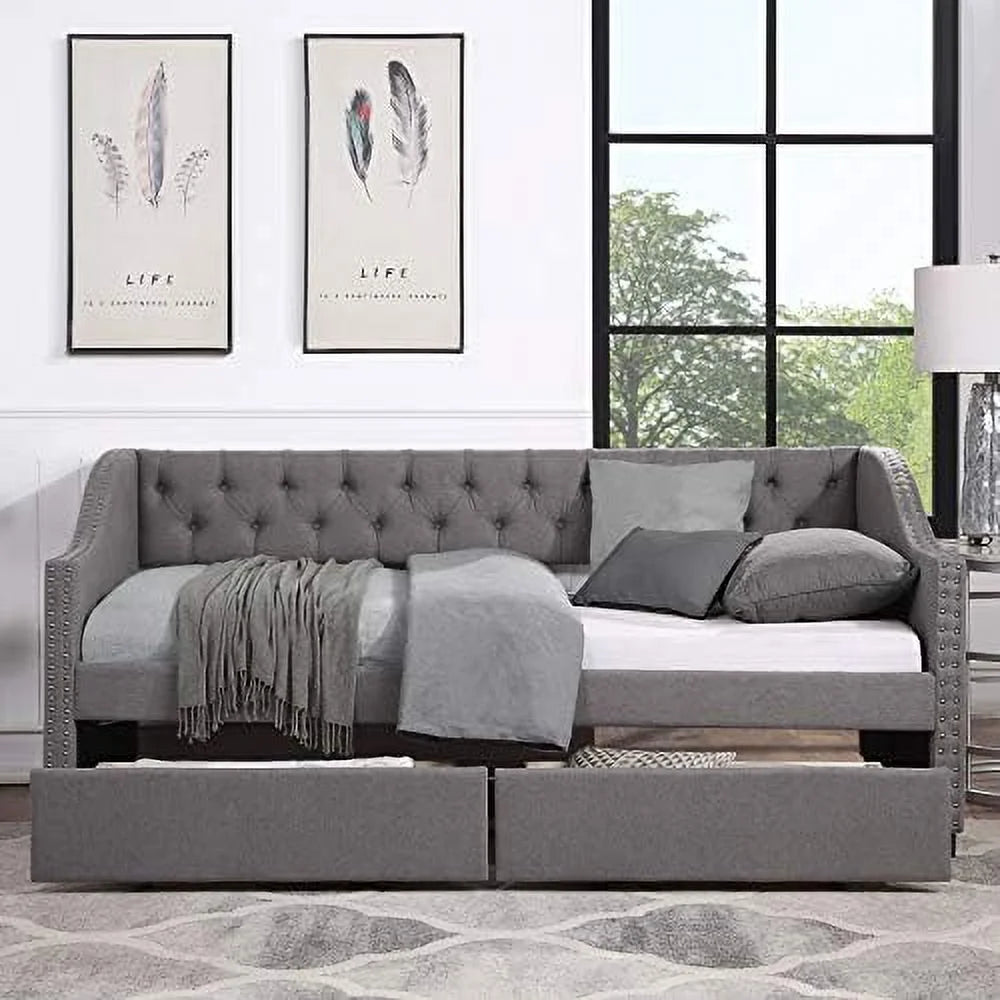 Upholstered Daybed with Two Storage Drawers L3080