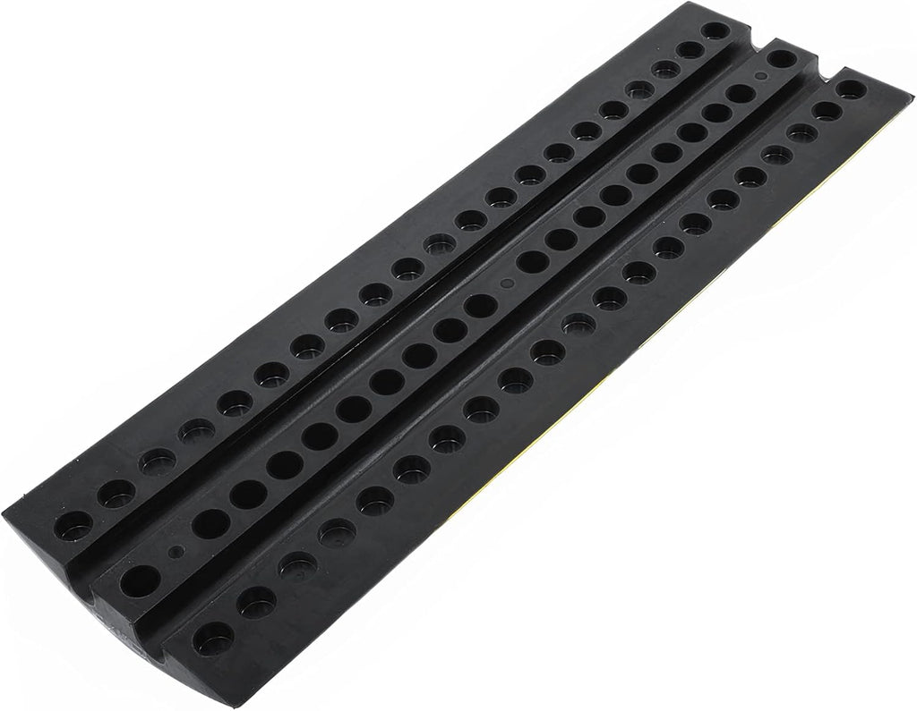 Driveway Speed Bumps 1 Pack 2-Channel 3FT Modular Traffic Rubber Speed Bump Heavy Duty Cable Protector Ramp with 3 Bolts W587