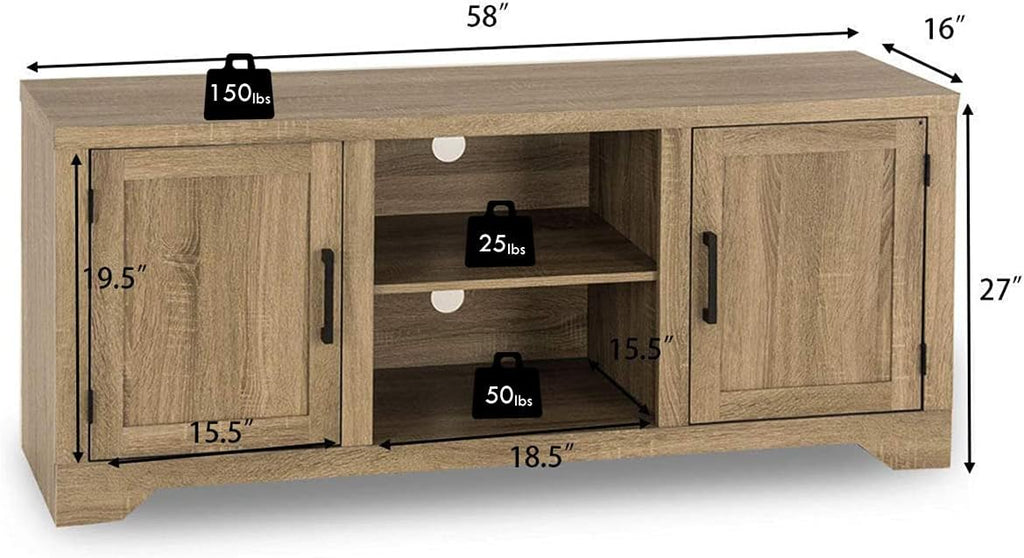 Farmhouse Barn Wood TV Stand with Doors and Shelves N267