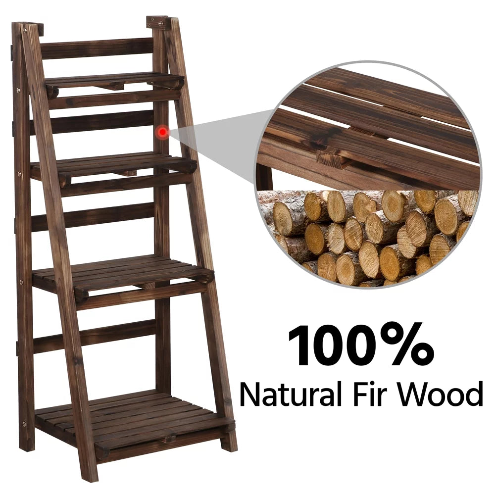 4 Tier Foldable Wooden Plant Stand Z49101