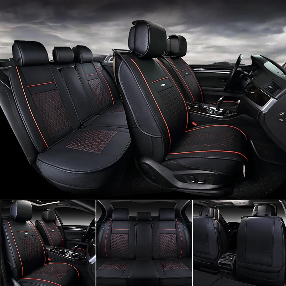 Leather Car Seat Cover Full Set Front Rear T17470