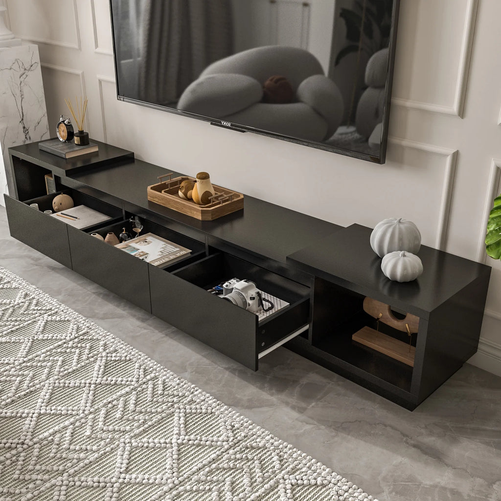White Extendable TV Stand with Drawers I8087