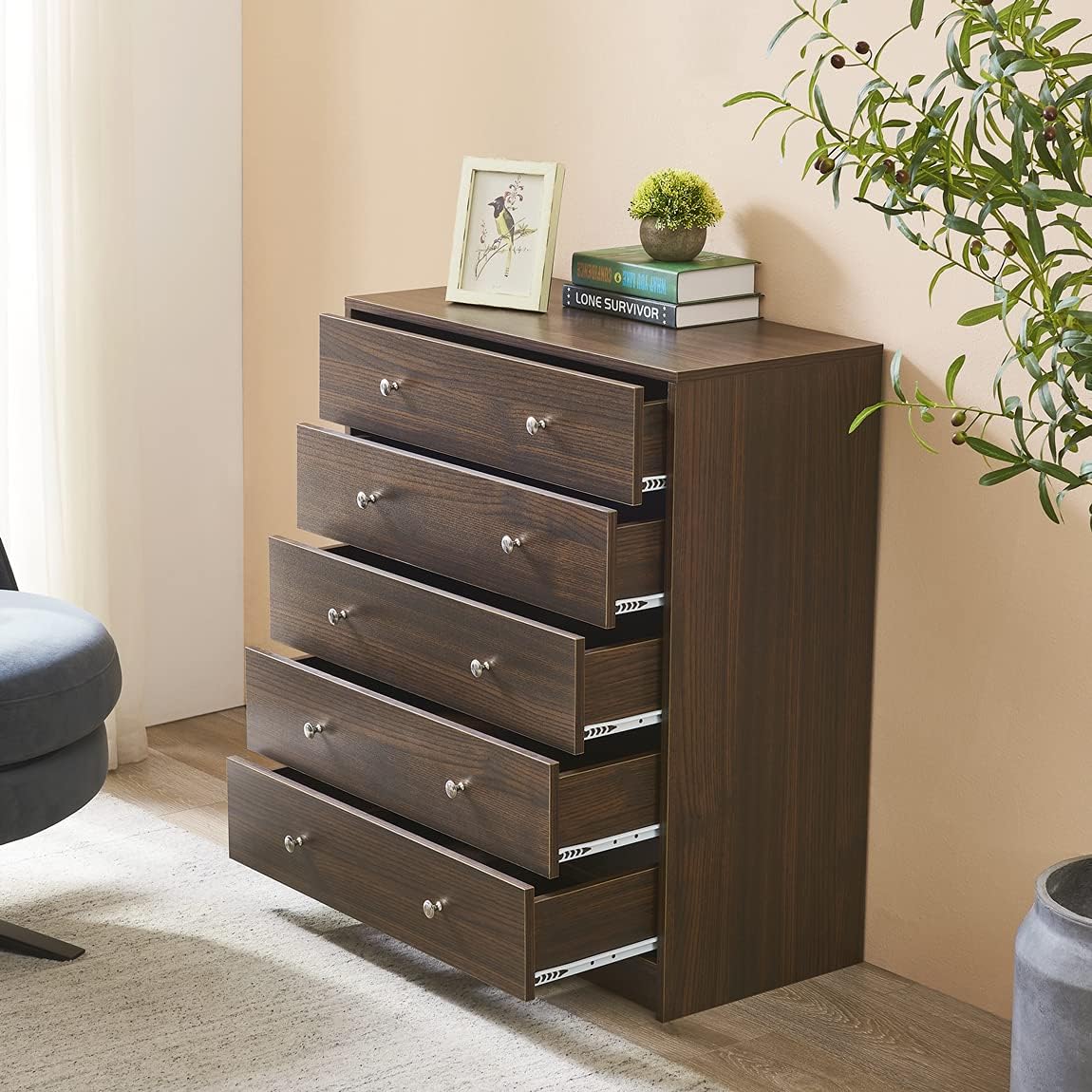 Black 5 Drawer Wood Dresser K159860