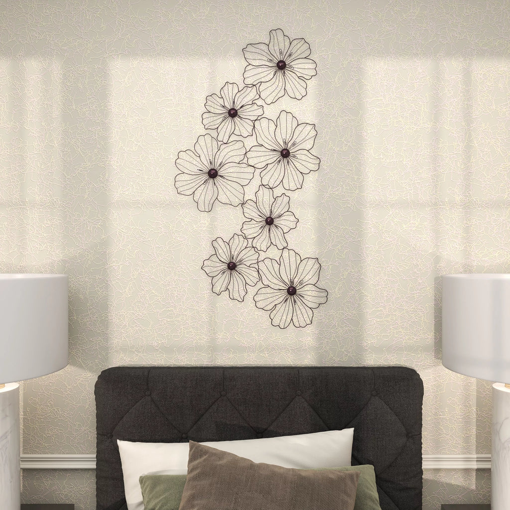Black Metal Wire Floral Wall Decor Y46624