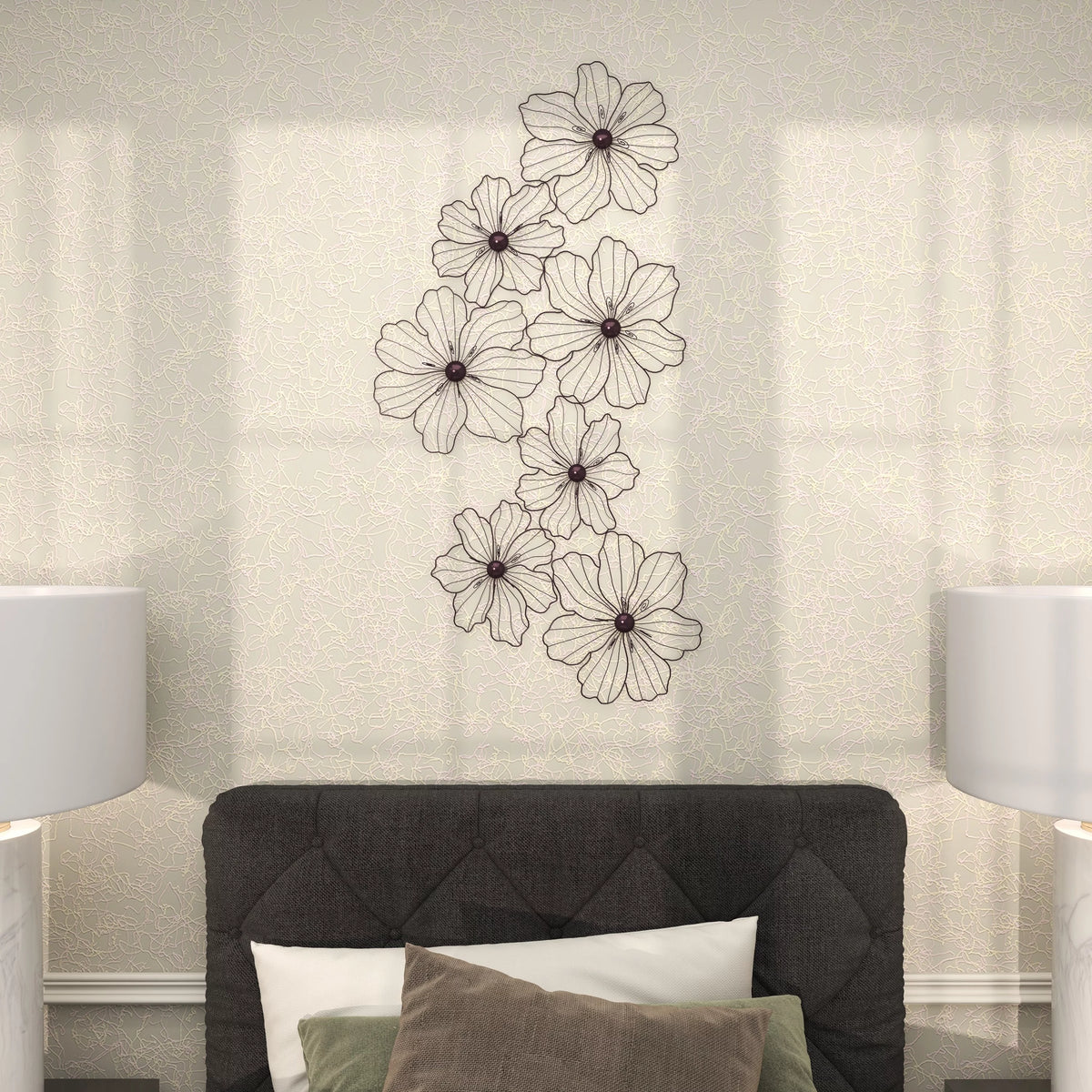 Black Metal Wire Floral Wall Decor Y46624
