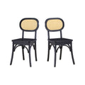 Black Rattan and Solid Wood Dining Chairs B4089