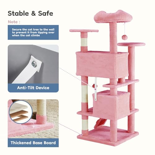 Dark Grey Multi-Level Cat Tree with 2 Condos and Scratching Posts V631