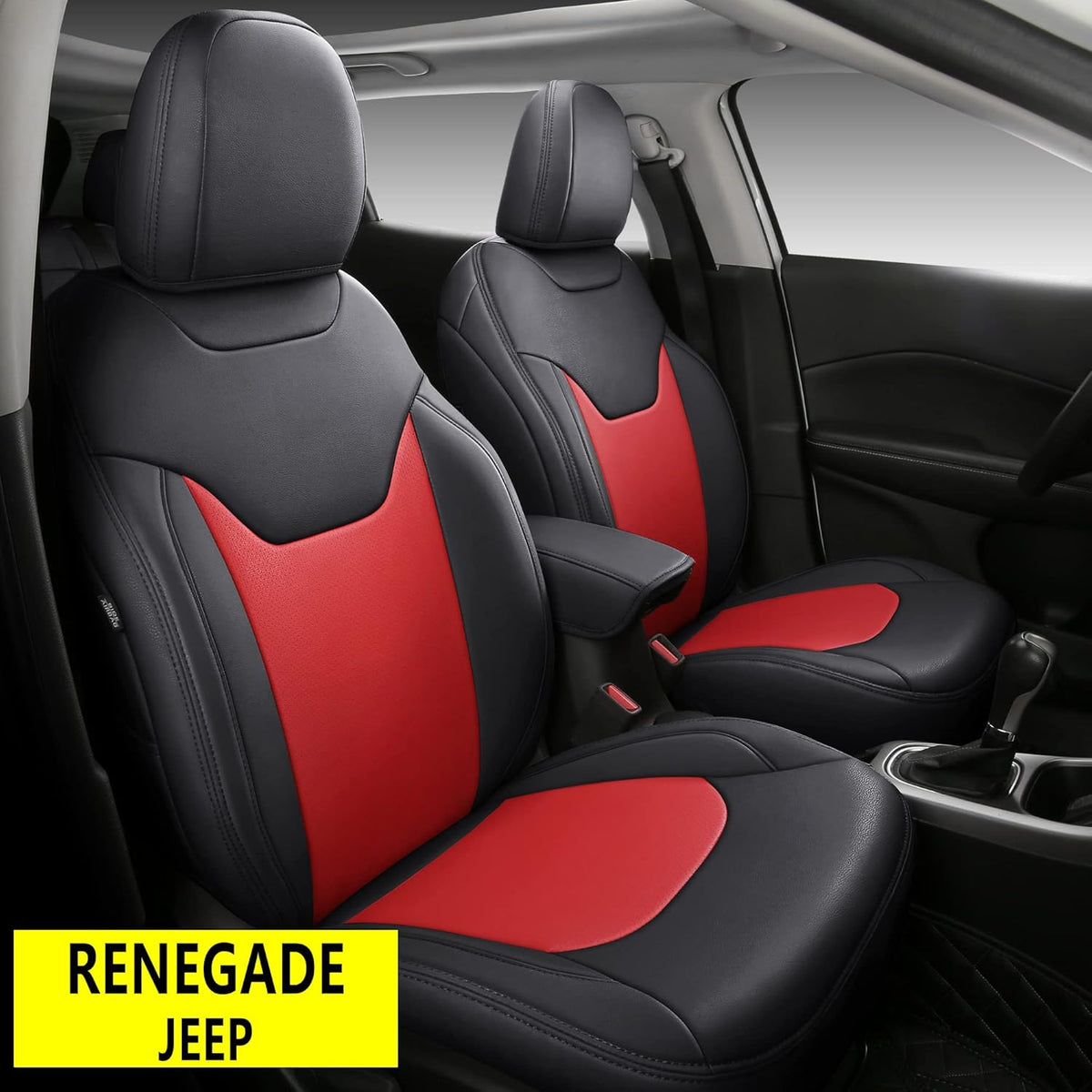Black Faux Leather Car Seat Covers Full Set for Jeep Cherokee U373