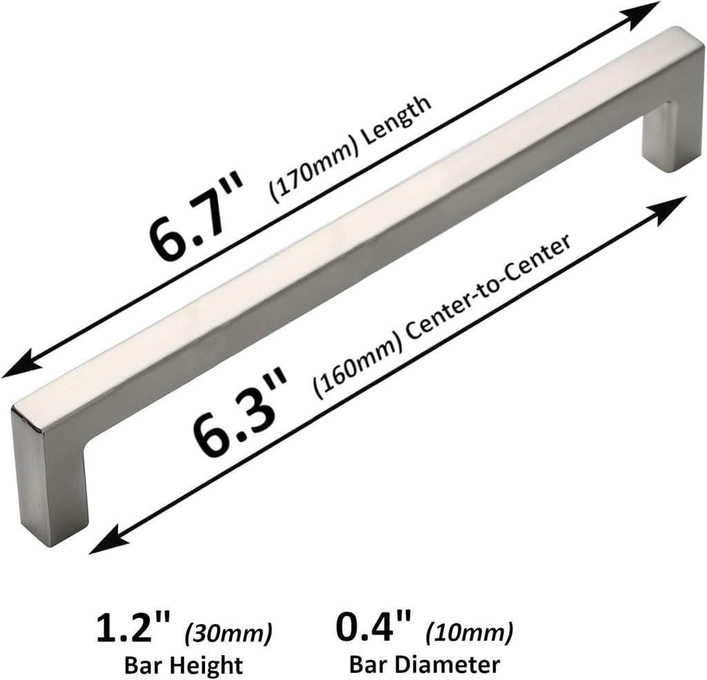 25-Pack Square Bar Pulls Cabinet Handle 5 Brushed Nickel A22694