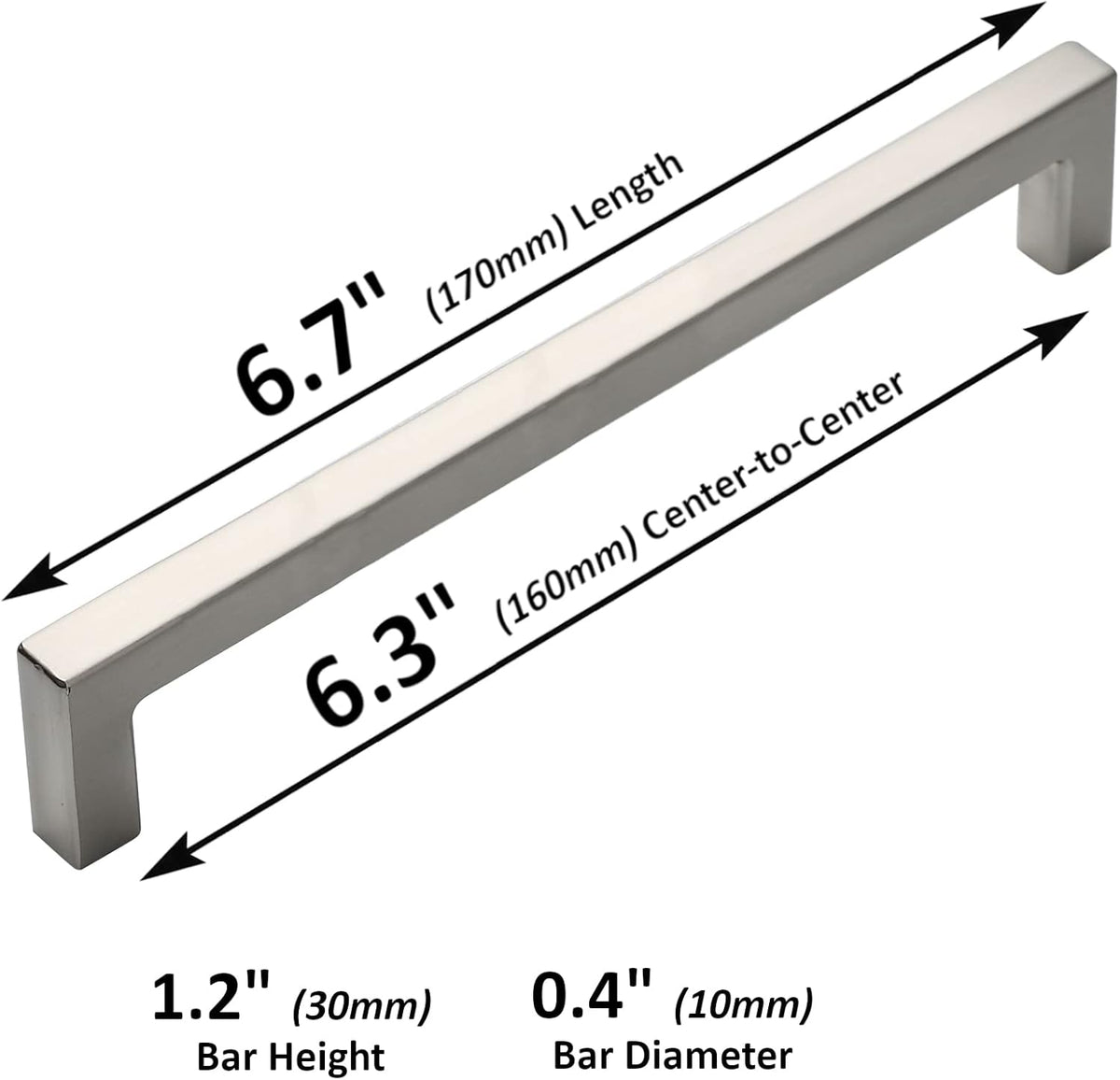 25-Pack Square Bar Pulls Cabinet Handle 5 Brushed Nickel A22694