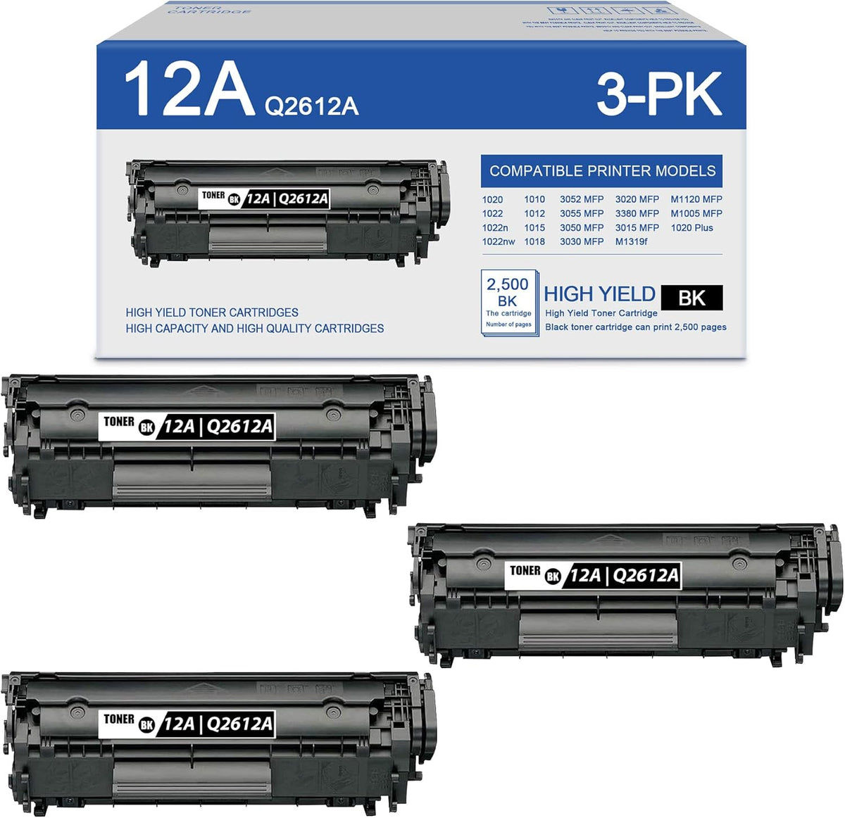 3 Pack Black Toner Cartridge E636