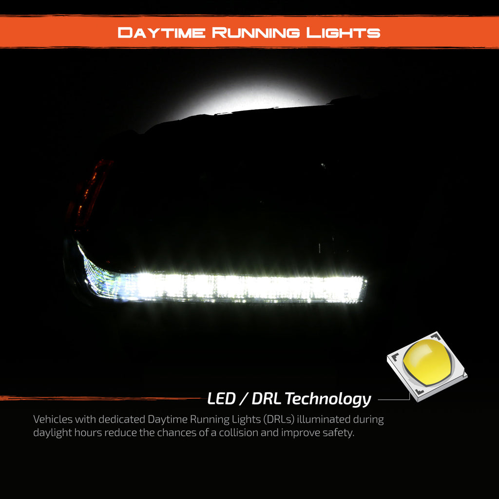 Chrome Bezel Projector Headlight with LED DRL P145