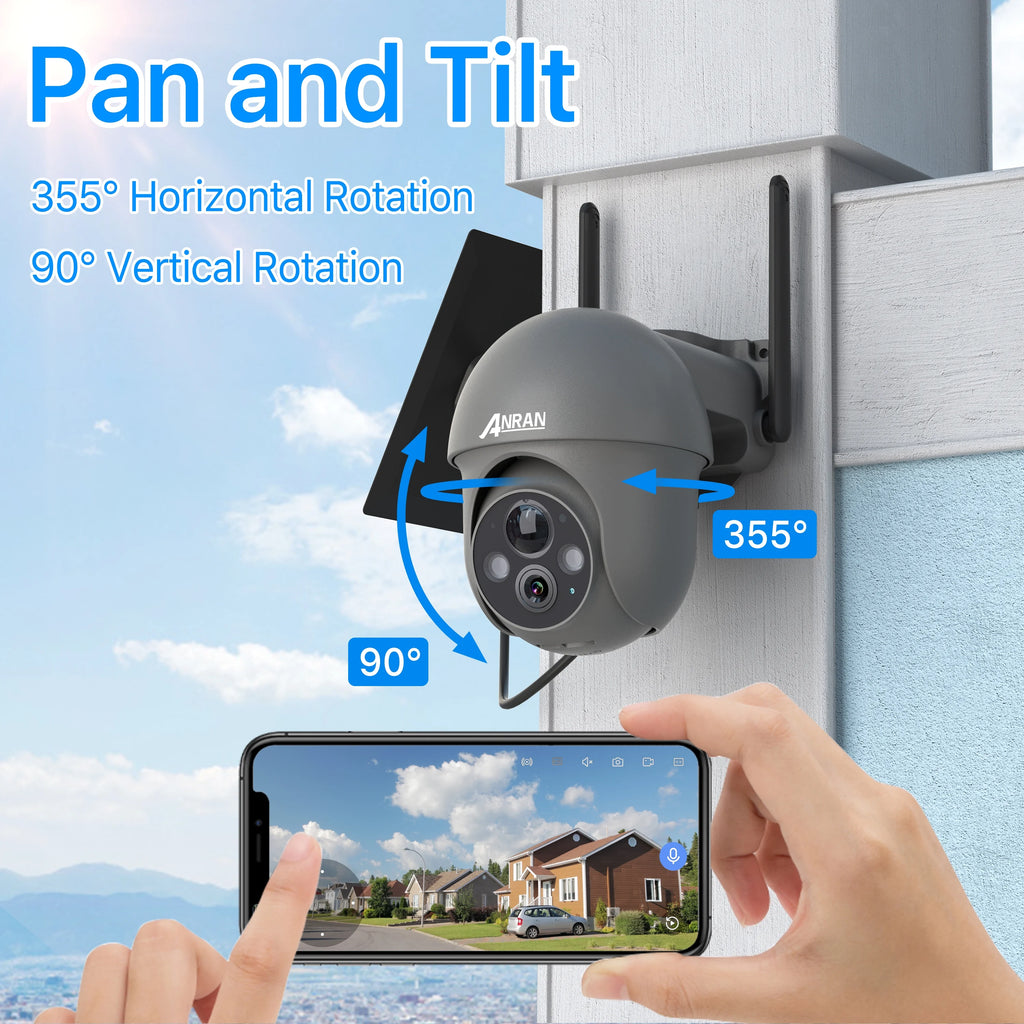 Wireless Solar Security Camera with 360° View, 2K, Color Night Vision P37455