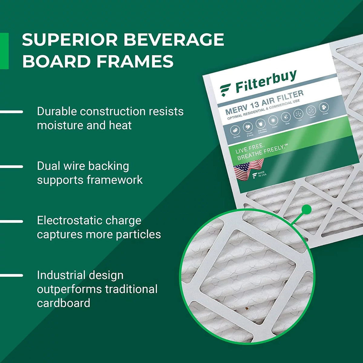 20x25x5 MERV 13 Pleated HVAC Air Filters 4-Pack Q72829